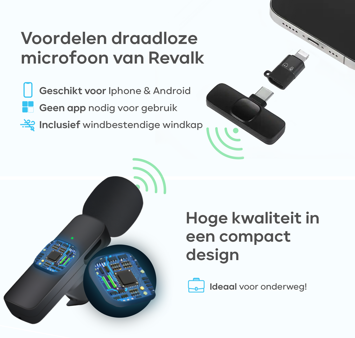 Revalk® Draadloze Microfoon voor Android en Iphone