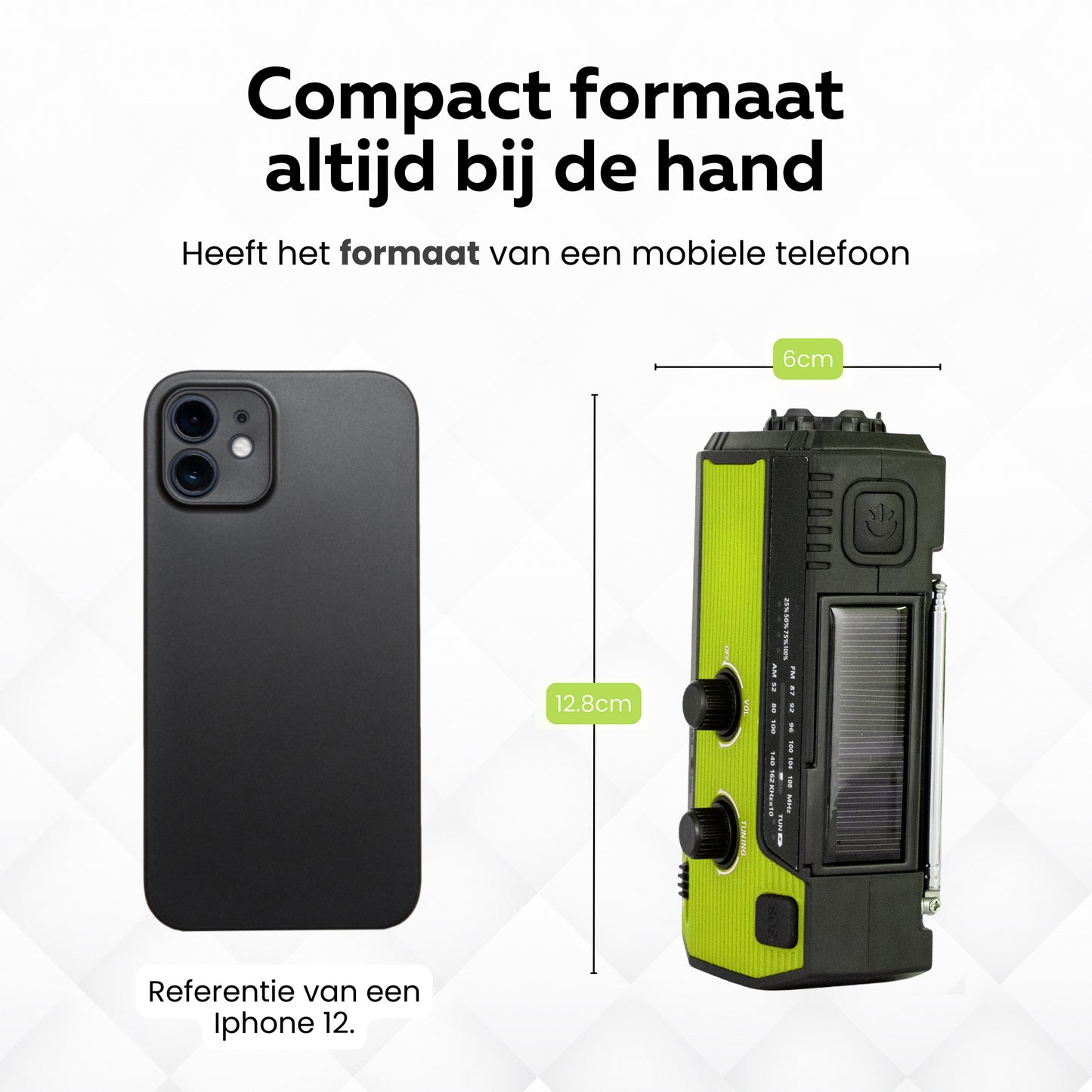 Revalk® Noodradio Solar Opwindbaar en Batterij - Powerbank functie - Groen