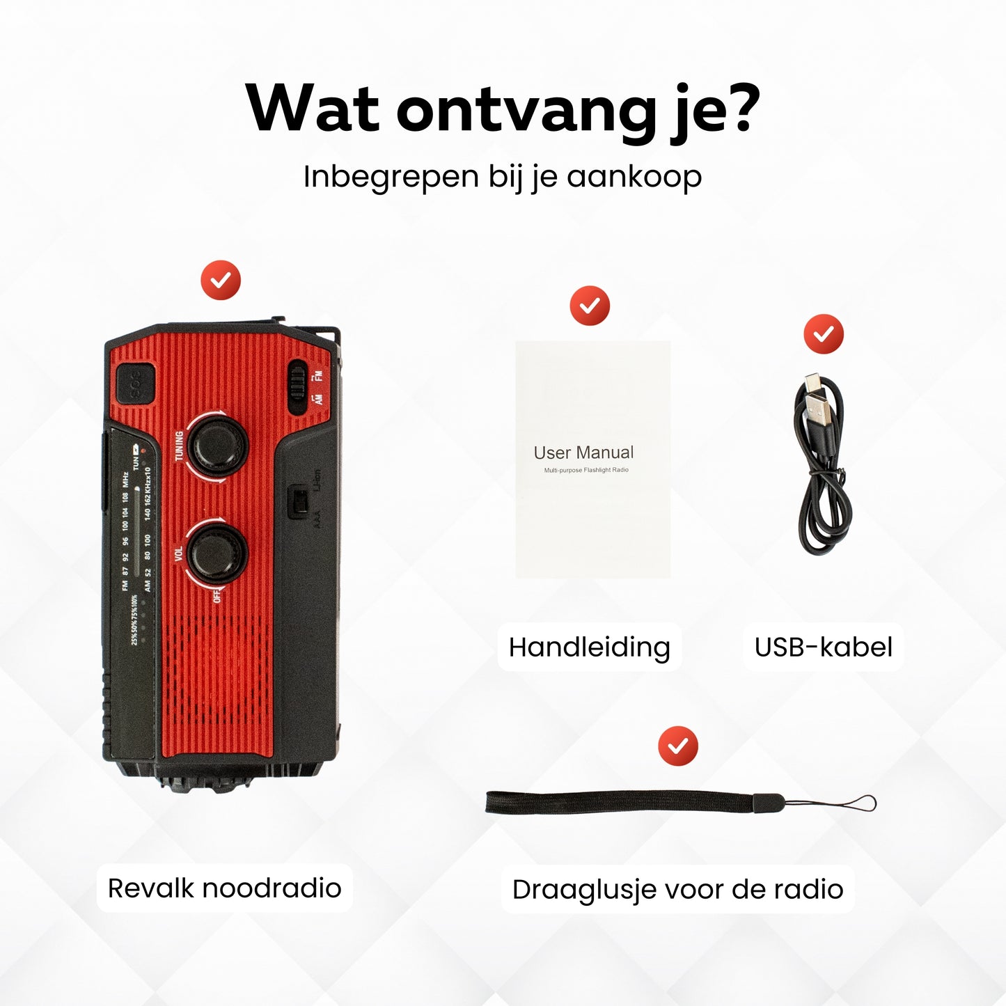 Revalk® Emergency Radio Solar Wind-up and Battery - Powerbank function