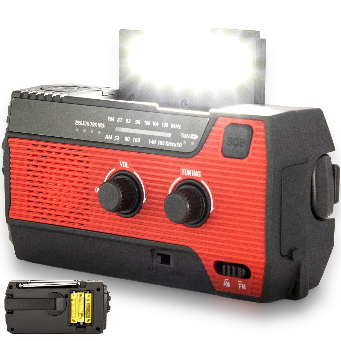 Revalk® Emergency Radio Solar Wind-up and Battery - Powerbank function