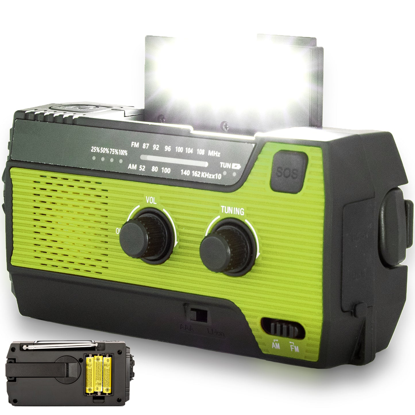 Revalk® Emergency Radio Solar Wind-up and Battery - Powerbank function