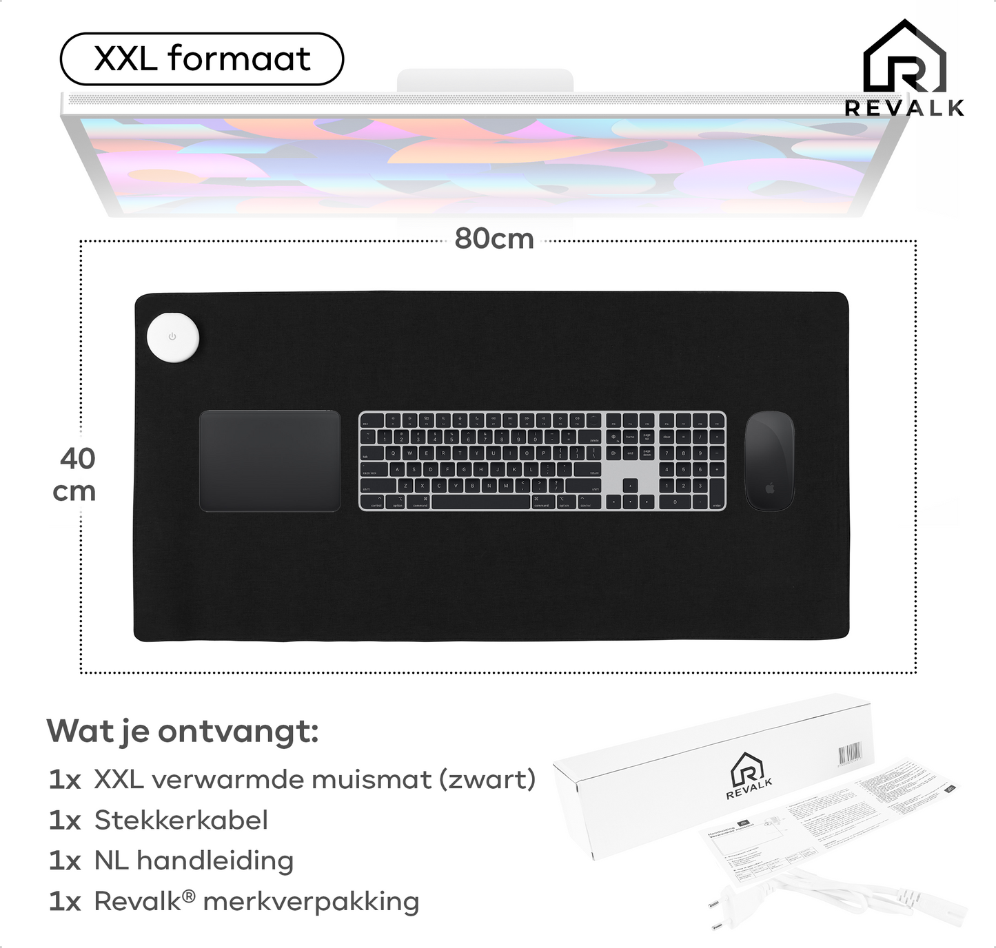 Revalk® Verwarmde Muismat - Verwarmde Bureau Onderlegger - Antislip