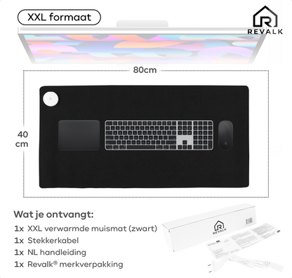 Revalk® Verwarmde Muismat - Verwarmde Bureau Onderlegger - Antislip